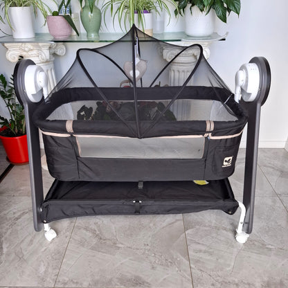 Automatic Rocking Bassinet with Blue Tooth, Music and Night Light in Black