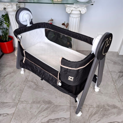 Automatic Rocking Bassinet with Blue Tooth, Music and Night Light in Black