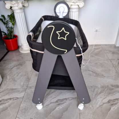 Automatic Rocking Bassinet with Blue Tooth, Music and Night Light in Black