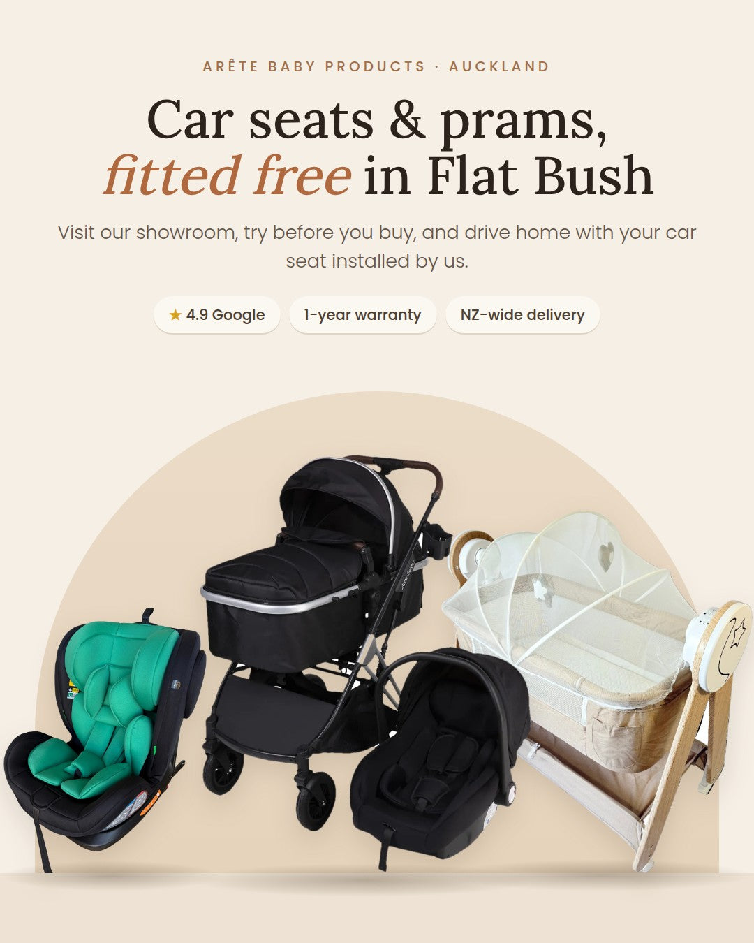 Arête Baby Products – car seats and prams, fitted free in Flat Bush, Auckland
